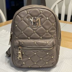 New Gray/tan backpack BADGLEY MISCHKA Studded Tweed-Pocket  small Women's