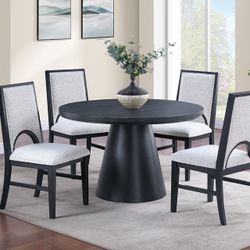 Elegant 5 Piece Dining Set Black Table Boucle Chairs Brand New In Box Firm Price $559