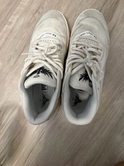 White Low-Top Sneakers with Palm Graphic