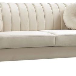 Sofa Microfiber Chesterfield Upholstered Sofas Loveseat Couch Chair Sets with Style Button Tufted, Scroll Arms and Nailhead for Living Room, Office, A