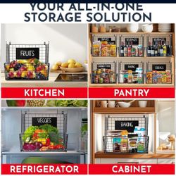 3-Tier XL Wall Hanging Fruit Baskets for Kitchen Organizing Fruits and Vegetables, Heavy-Duty Wall B