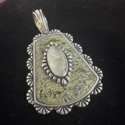Signed 925 Sterling Silver Carolyn Pollack Jasper Pendant – Artisan Southwestern Statement Piece