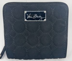 Vera Bradley Wallet Black Magnetic Closure Small Wallet Quilted Pre-owned