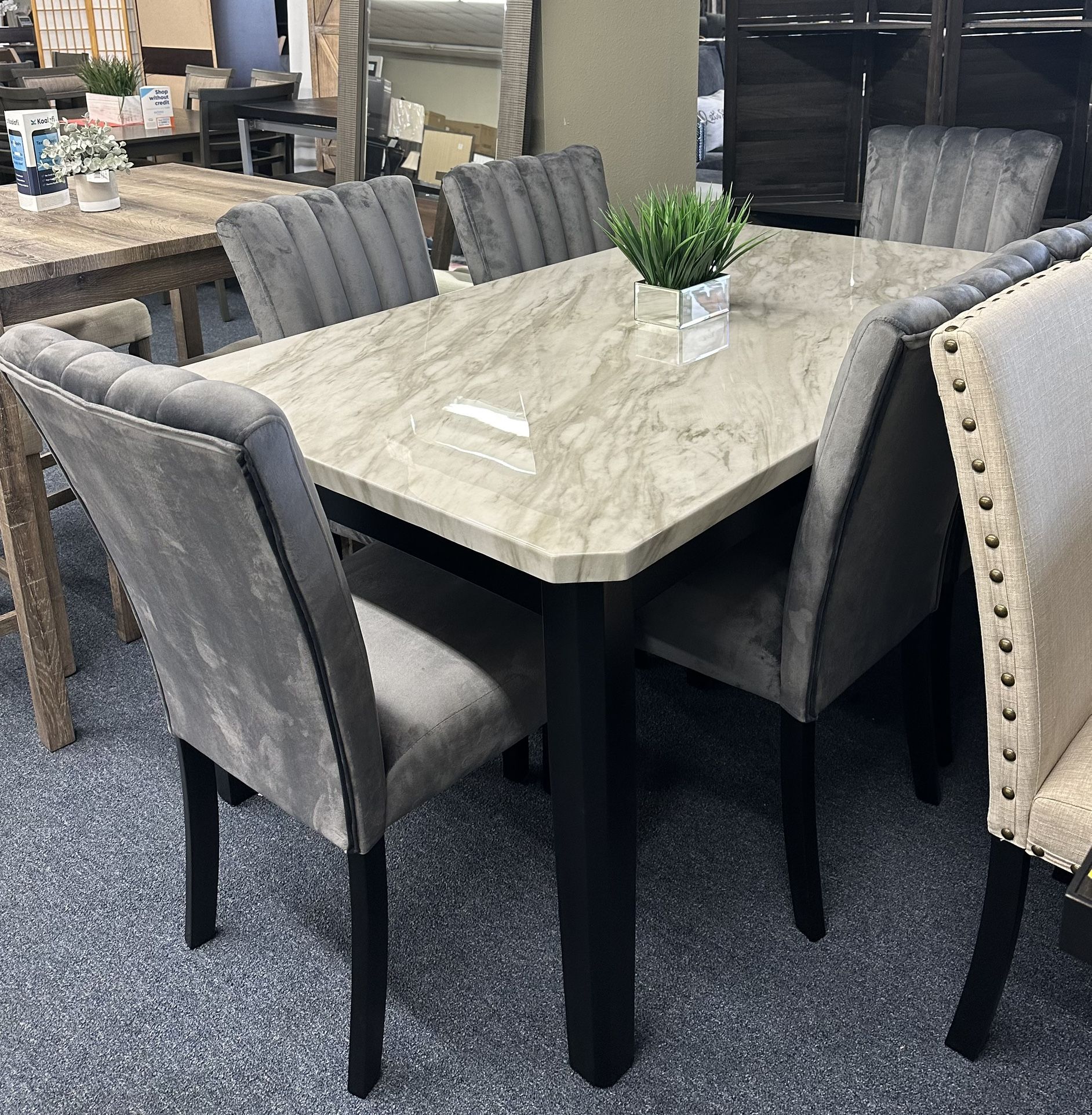 7 Pc Gray Dining Set