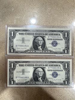 1957-A $1 Silver Certificate Blue Seal 1 missing Consecutive Serial Numbers Very High Uncirculated Gem
