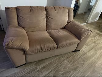 Brown Microfiber 2-Seater Couch - Moving Sale!