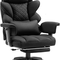 Dowinx Big and Tall Office Chair with Pocket Spring Cushion,High Back Computer Gaming Chairs with Adjustable Armrests,Executive Desk Chairs with Lumba