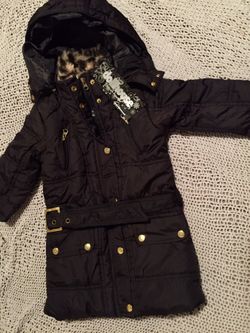 NWT 2T 3T Dollhouse Black Puffer Parka. Coat Jacket w/ Removable Hood