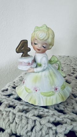 Vintage Birthday Girl Age 4 Porcelain Figurine - Lefton or Josef Originals🤔