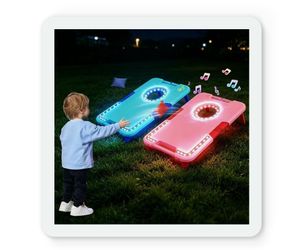 young master Cornhole Boards Set with LED Lights &amp; Sound Effects, Ages 3+ | 2 Foldable Board