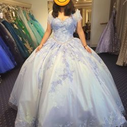 New Blue Flower Dress Quinceñera 