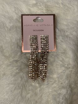 Adrienne Vittadini Rose Gold Rhinestone Tassel Earrings