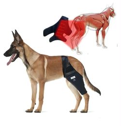 Dog Knee Brace-Red Light Therapy for Dogs Dog Knee Brace for Torn Acl Hind Leg Dog Leg Brace for Leg Wound Care and Lick Prevention Black