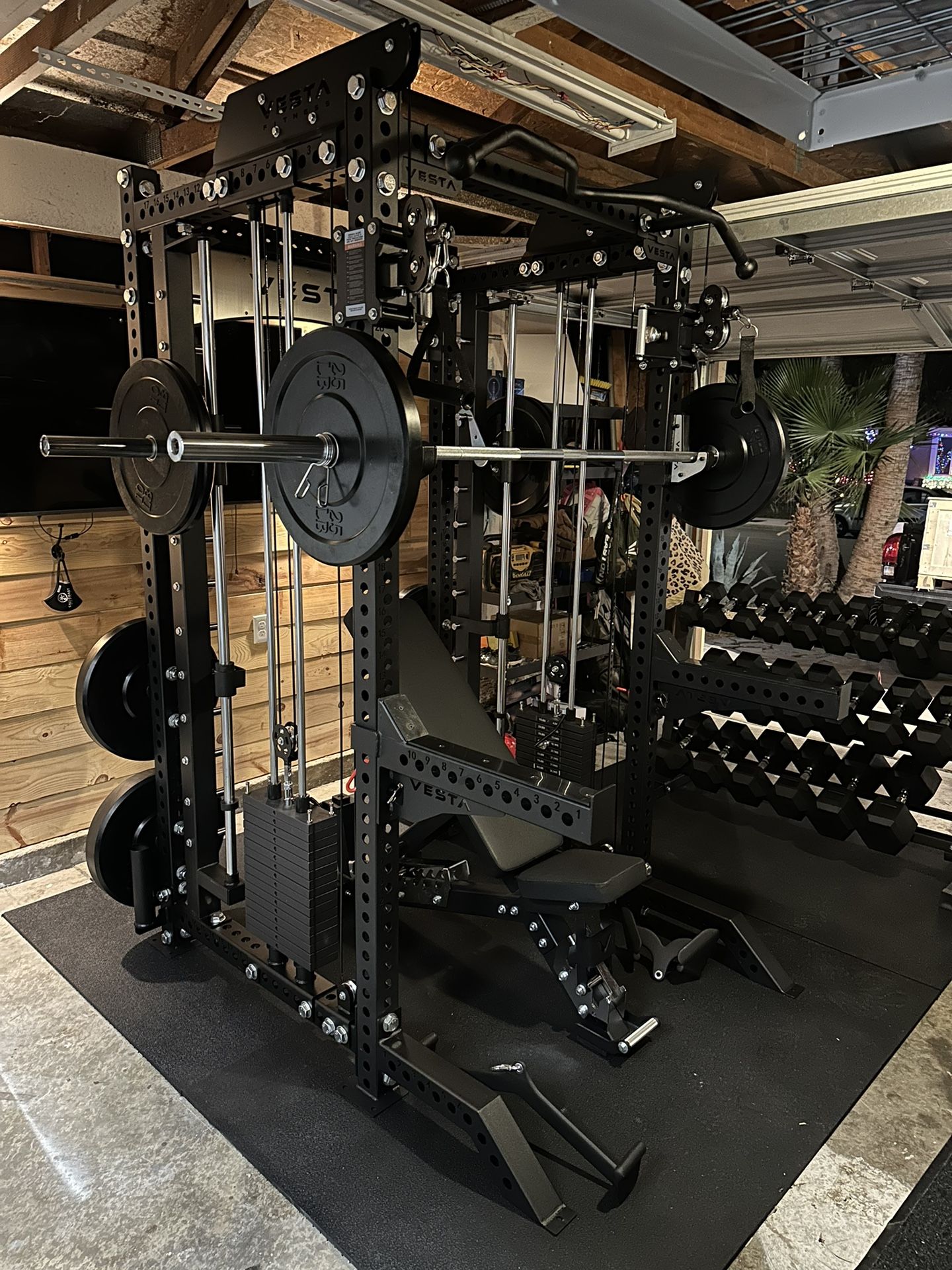 Vesta Fitness PRO SERIES Ultimate Half Rack Functional Trainer w/Smith Machine Bar | 320lb Stack | Gym Equipment | Fitness | Commercial | Squat Rack