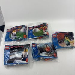 VTG LOT 5 SEALED LEGO SPORTS SKATEBOARDER MINIFIG HAPPY MEAL TOYS 2004 1,2,4,6,8