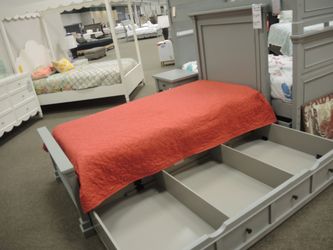 Twin Bed with Trundle - Gray | Headboard