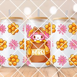 Custom 16oz My Melody Honeycombs & Daisies Frosted Glass Tumbler