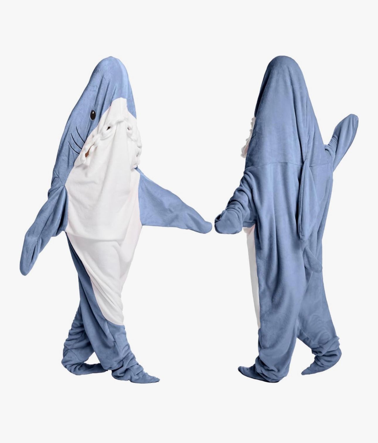 Shark Blanket Hoodie Onesie for Adult Kids, Cozy Flannel Throw Wearable Blanket, Cartoon Animals Shark Onesie Shark Costume