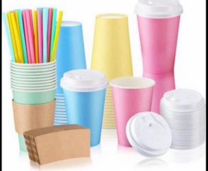 240 Pcs Coffee Cups with Lids Sleeves Straws Disposable Paper Coffee Cups Winter Chocolate Drinking