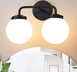 Bathroom Light Fixtures 14in 2-Light Matte Black Vanity