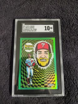 2023 Topps Chrome Bryce Harper /99 Ultraviolet All-Stars Green Refactor Graded SGC Gem MINT 10