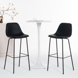 Kavi Modern  Barstools  With Upholstered Cushion & Metal Legs (Set of 2)