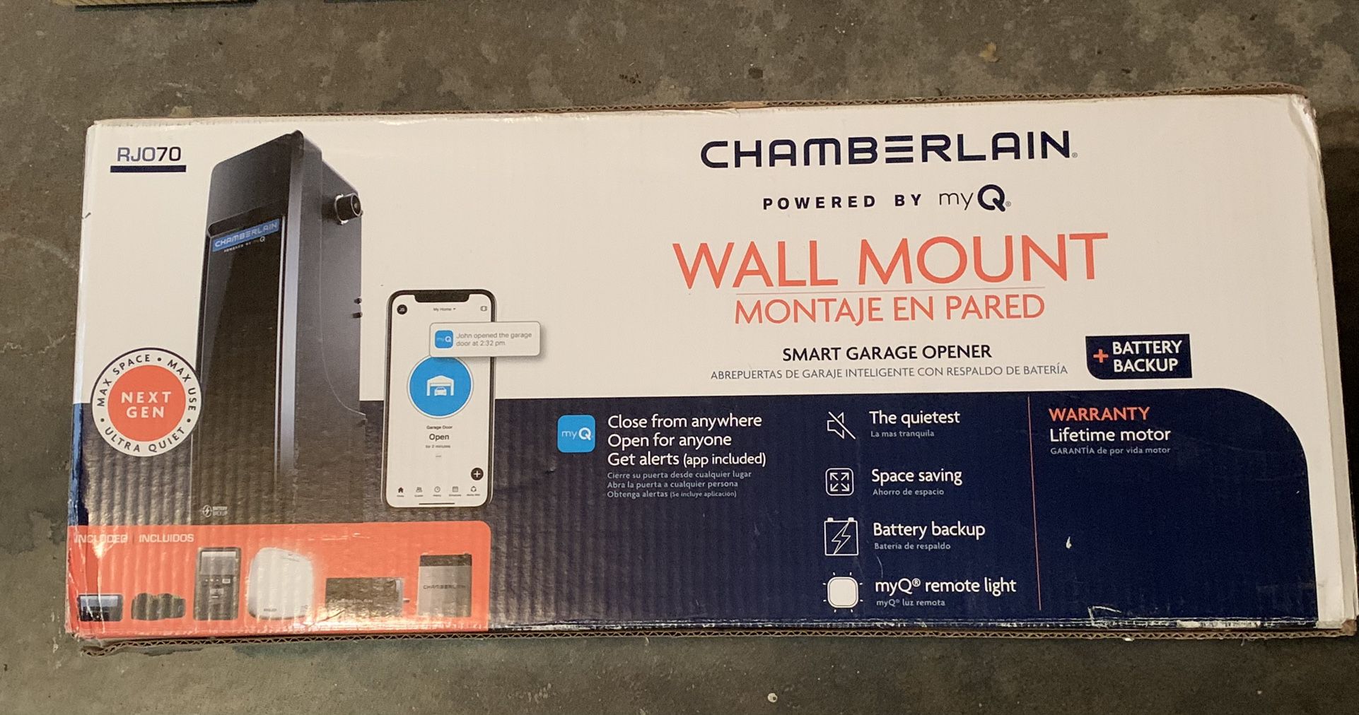 Chamberlain Wall Mount Drive Ultra-Quiet Garage Door Opener with Battery Backup and Wi-Fi Connection