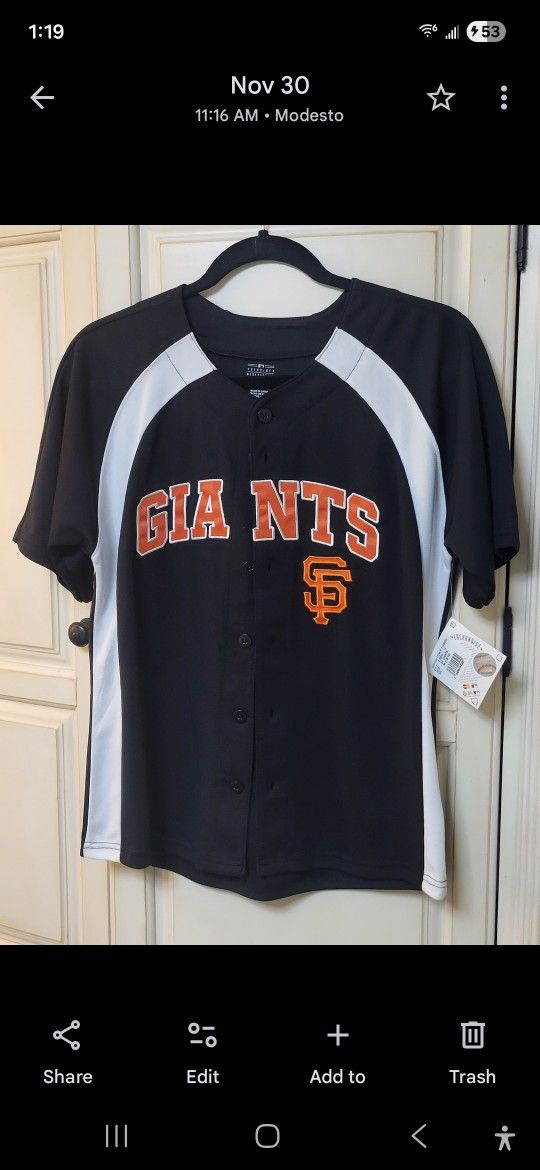 NEW w/Tags! SF GIANTS Button Jersey-Sz MED