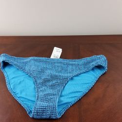 Aerie Crinkle Blue and Black Bikini Bottom Size Medium 
