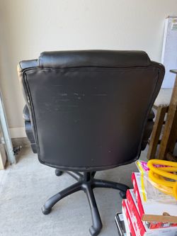 Black Leather Office Chair with Wheels