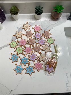 Decorated Star Snowflake Cookie Ornaments Set