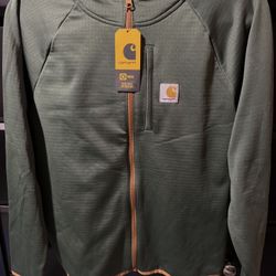New. Carhartt Boys Size Large (14/16) Full-Zip Sweatshirt Hoodie Jacket With Fleece Liner
