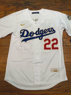 White gold blueLos Angeles dodgers Clayton Kershaw World Series championships jersey