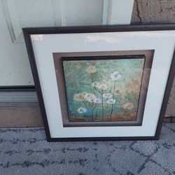 Wall Painting "Daisies" 3-D Frame, From Kohls, Clean, Glass & Wood, Like New