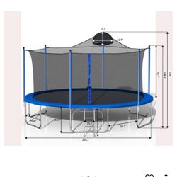 Brand New 16ft Evedy Trampoline With Basketball Hoop 
