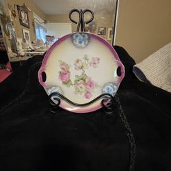 Antique Floral Serving Plater, Made In Thuringia