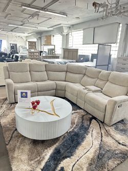 Grey manual reclining sectional