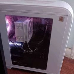 gaming PC with monitor and keyboard and mouse 