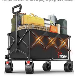 Extra Large Collapsible Wagons Carts Foldable, 450lbs Heavy Duty Folding Beach Wagons with Big All-Terrain Wheels, Utility Wagon Carts for Groceries, 