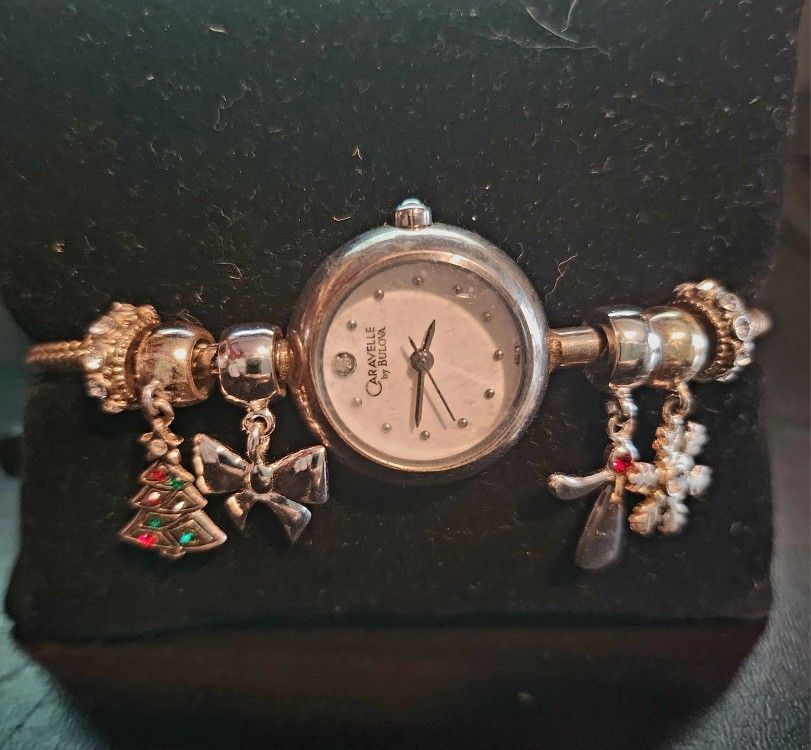 CHRISTMAS STERLING SILVER WATCH WITH CHARMS 