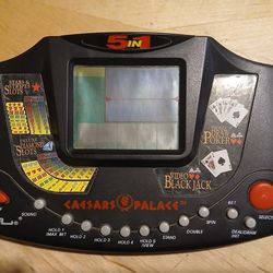 Caesars Palace 5 in 1 Handheld Game Tiger Electronic 1995 Blackjack Poker Slots