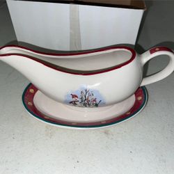 Snowman Gravy Boat With Plate 