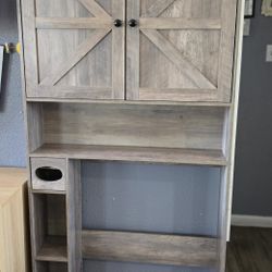 Farmhouse Over The Toilet Storage Cabinet Space Saver