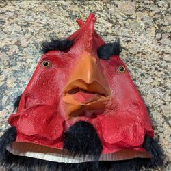 Realistic Rooster Latex Mask with Black Feathers – Like New!