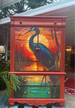 A Stunning Majestic Heron Inspired Vintage Armoire