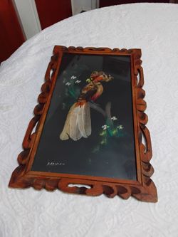 Vintage Mexican Feather Art Craft