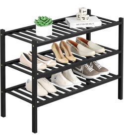 ROMGUAR CRAFT 3 Tier Bamboo Shoe Rack for Closet Free 3 Tier