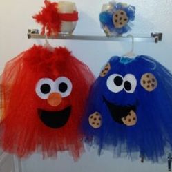 Tutu dress elmo & cookie monster costumes with headband