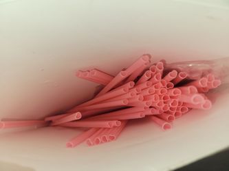 Pink heart straws