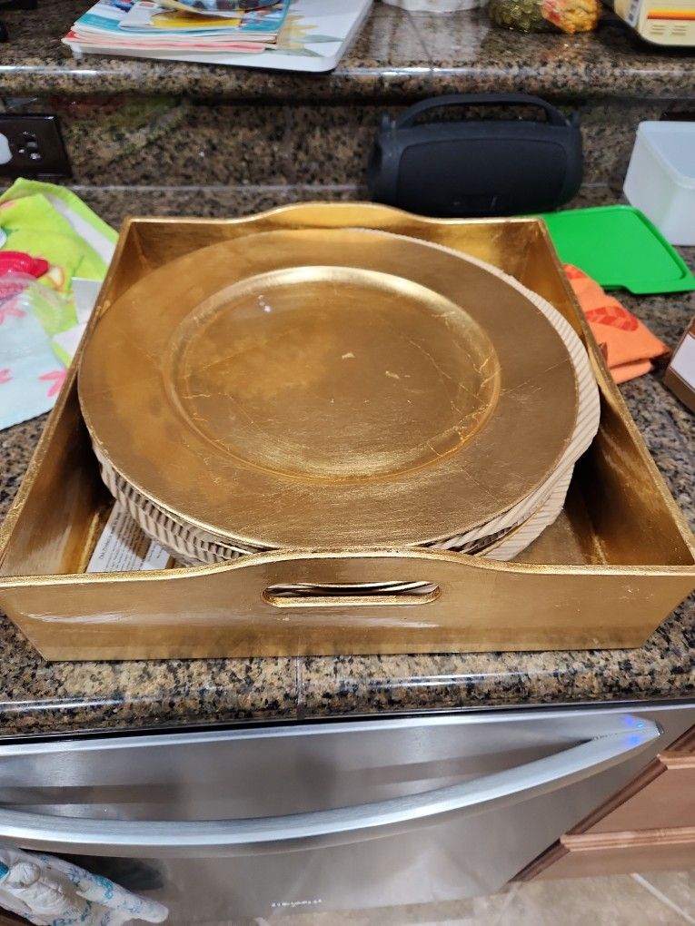 Round Gold Colored Chargers(8)